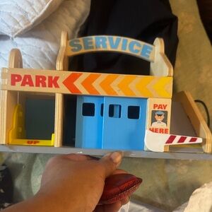 Melissa & Doug Wooden Service Station with Blue and Orange